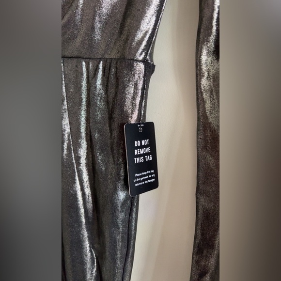 160. Express Gold Silver Metallic Maxi Dress - Picture 4 of 6